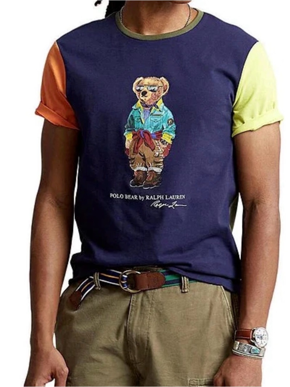 Polo Ralph Lauren Shirt Men’s Medium T-Shirt Expedition Voyager Bear Colorblock